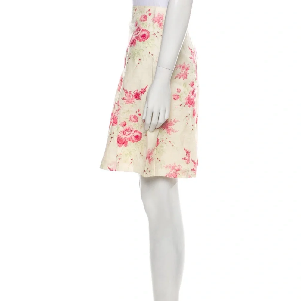 Cacharel Floral Cream and Pink Women's Skirt M - Picture 2 of 3